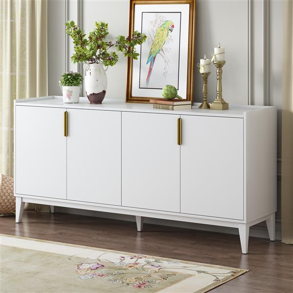 Storage Cabinet Sideboard Wooden Cabinet with 4 Doors for Hallway, Entryway, Living Room, Adjustable Shelf