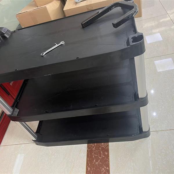 Three-layer thickened plastic mobile tool cart