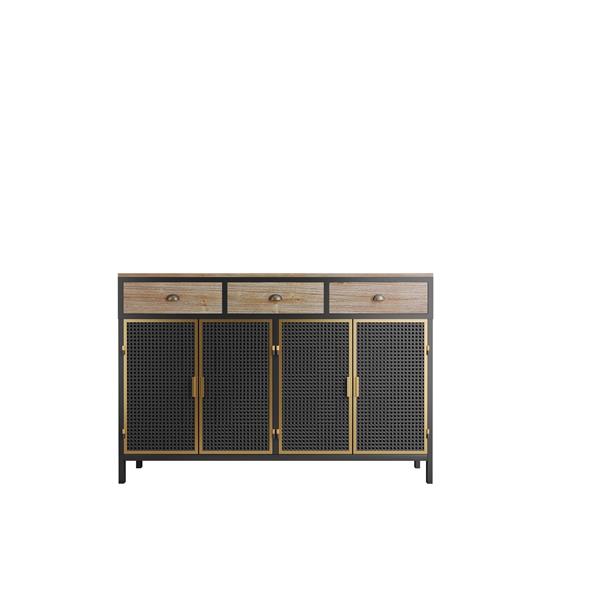 48" Wide  4 Doors Modern Sideboard with 3 Top Drawers,  Sideboard Storage Cabinet Entryway Floor Cabinet for Living Room Office Bedroom