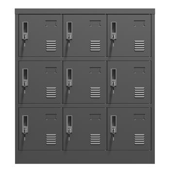 9-Door Employee Storage Locker, Metal Lockers for Office, Gym, School, and Homewith Card Slot (Black)