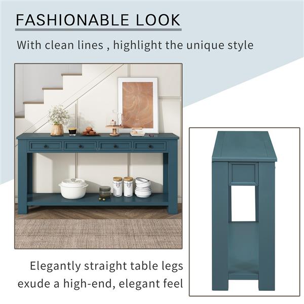 Console Table/Sofa Table with Storage Drawers and Bottom Shelf for Entryway Hallway(Dark Blue)