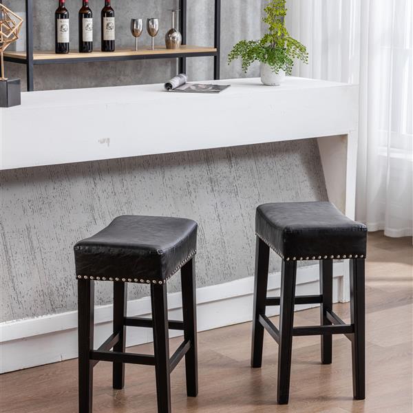 Furniture,Counter Height 26" Bar Stools for Kitchen Counter Backless  Faux Leather Stools Farmhouse Island Chairs (26 Inch, Black, Set of 2)