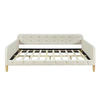 Full Size Upholstered Daybed with 4 Support Legs,White