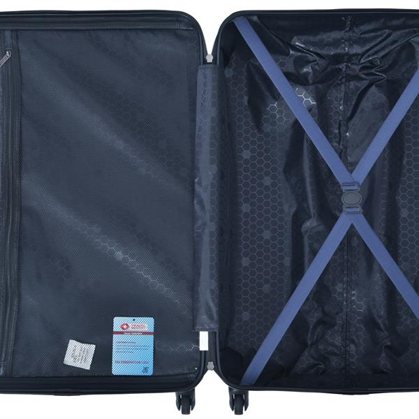 3 Piece Luggage Sets ABS Lightweight Suitcase with Two Hooks, Spinner Wheels, TSA Lock, (20/24/28) Navy