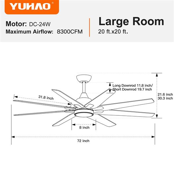 72 In Modern Integrated LED Lighting with Remote Control