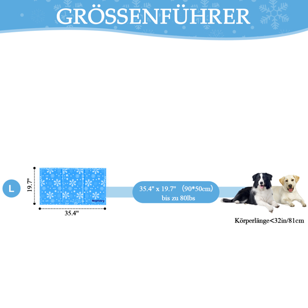 Kühlmatte für Hunde und Katzen Groß - Kühldecke Hund Selbstkühlend mit Ungiftiges Gel, Hundekühlmatte Katzen Kaltgelpad für Große Haustiere oder Mensch