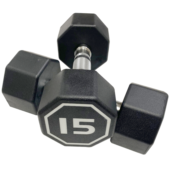 APOLLO IR3920 Premium Octagonal Dumbbell, Large Numbers, Hard Chrome Plated Handle Dumbbells to Assist with Push-Ups, 15 lbs set of 2  