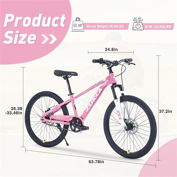 Mountain Bike,24 Inch MTB for Boys and Girls Age 9-12 Years,Multiple Colors