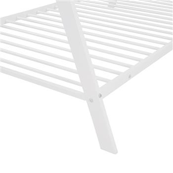 House Bed Tent Bed Frame Twin Size Metal Floor Play House Bed with Slat for Kids Girls Boys , No Box Spring Needed White