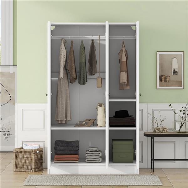 3-Door Shutter Wardrobe with shelves, White