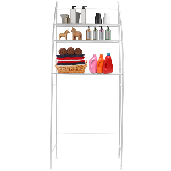 3 Tier Bathroom Over the Toilet Storage Shelf Free Standing Laundry Room Organizer Space Saver Rack（White）