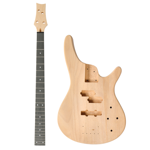 DIY 4 String IB Style Electric Bass Guitar Kits with Mahogany Body, Maple Neck and Accessories