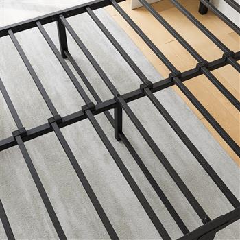 FULL Metal Platform Bed Frame with Headboard, Strong Slat Support, No Box Spring Needed,Easy Assembly BLACK