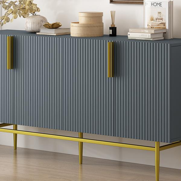 Modern Elegant 4-door Sideboard Gold Metal Handle Buffet Cabinet for Dining Room, Living Room, Bedroom, Hallway (Gray)