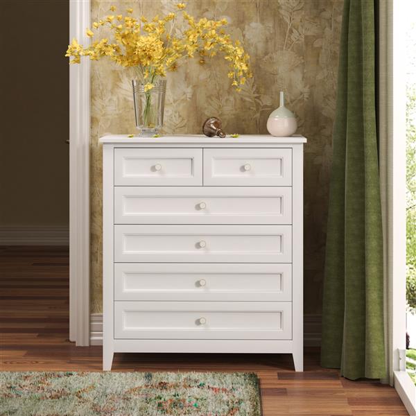 Solid Wood spray-painted drawer dresser bar,buffet tableware cabinet lockers buffet server console table lockers, retro round handle, applicable to the dining room, living room,kitchen corridor,white