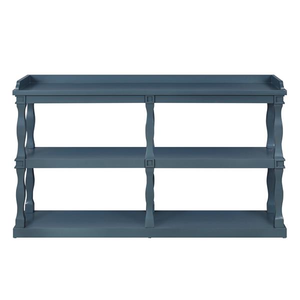 Console Table with 3-Tier Open Storage Spaces And Roman Column Effect Support Legs,Narrow Sofa Entry Table for Living Room, Entryway and Hallway(Navy Blue)