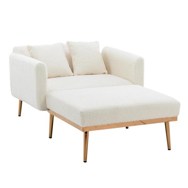 fashionable and classic style chaise lounge chair / accent chair for Living Room, bedroom (Teddy White)