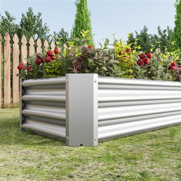 Metal Raised Garden Bed, Rectangle Raised Planter 4×2×1ft  for Flowers Plants, Vegetables Herb  Silver