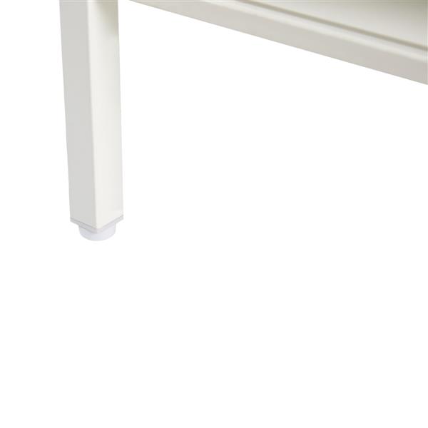 40.16 英寸藤制咖啡桌，滑动门用于存储，金属腿，现代客厅桌子，白色-2