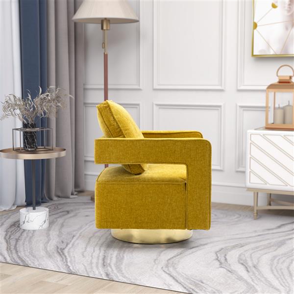 30.7"W Swivel Accent Open Back Chair Modern Comfy Sofa Chair With ld Stainless Steel Base For Nursery Bedroom Living Room Hotel Office, Club Chair Leisure Arm Chair For Lounge (Mustard Chenille)