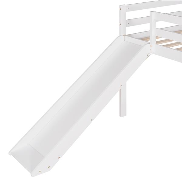 Loft Bed with Slide, Multifunctional Design, Twin (White)