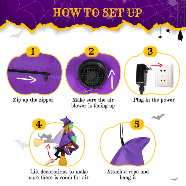 3.9 FT Halloween Inflatable Witch Riding Broom Broke Out from Window Outdoor Decorations, Scary Blow up Decor with Built-in LED Lights for Holiday Party Yard Lawn Garden Decor Indoor Outdoor