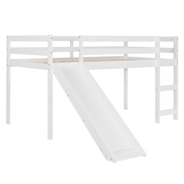 Loft Bed with Slide, Multifunctional Design, Twin (White)