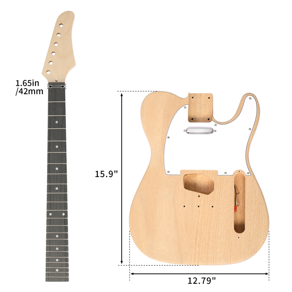 DIY 6 String TL Style Electric Guitar Kits with Mahogany Body, Maple Neck and Accessories