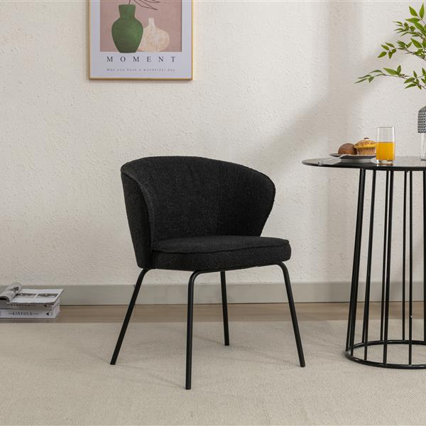 041-Set of 1 Fabric Dining Chair With Black Metal Legs,Black