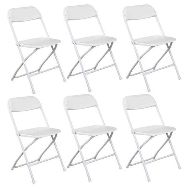 6pcs Injection Molding Classic Garden Plastic Folding Chair White