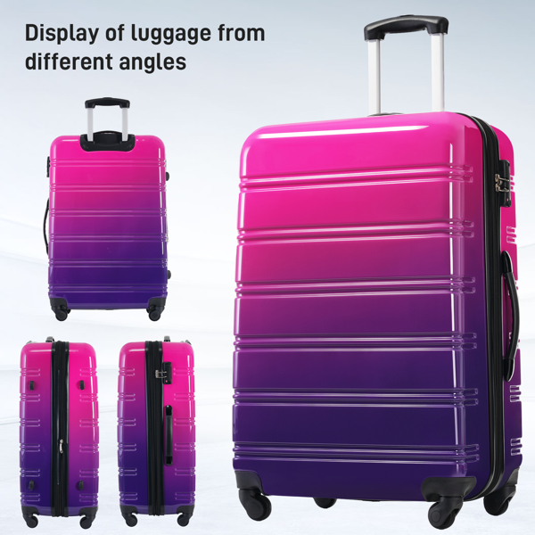 Hardshell Luggage Sets 3 Piece Gradient Color Expandable Suitcase with Spinner Wheels and TSA Lock Lightweight 20" 24" 28" Available,Pink and Yellow 