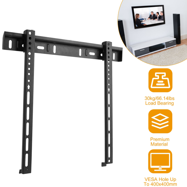 TV Wall Mount TV Wall Holder Bracket Support 32-65 inch Flat TV Max Hole Distance 400x400mm Hold Up To 30kg/66.14lbs