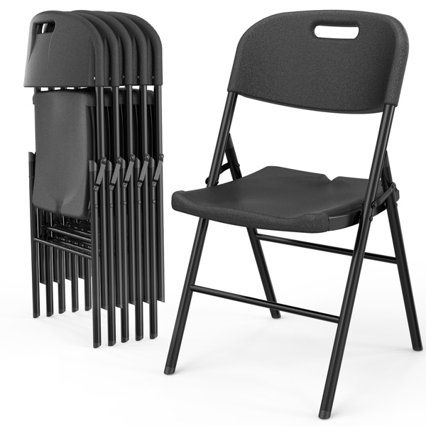 6pcs 47*54*84cm Garden Plastic Folding Chair Black