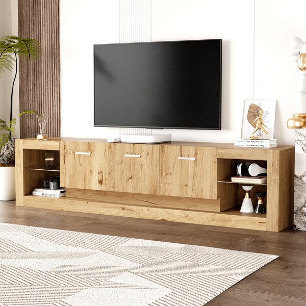 78'' Modern TV Stand with 6 Cabinets& 2 Open Compartments, Entertainment Center for TVs up to 90'', Television Console for Living Room, Bedroom, Home Theatre 