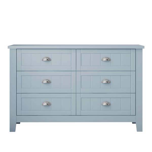 Drawer Dresser BAR CABINET side cabinet,buffet sideboard,buffet service counter, solid wood frame,plasticdoor panel,retro shell handle,applicable to dining room, living room,kitchen corridor,Blue-gray