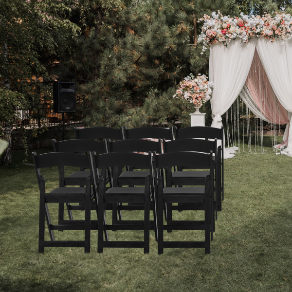 Folding Chair, Resin Chair with Padded Seat, Comfortable Event Chair Indoor Outdoor for Home Event Party Picnic School Wedding, Black