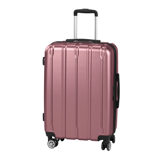 FCH 3-in-1 suitcase vertical stripes trolley case 20in 24in 28in ABS PC fashion color 02-wine red