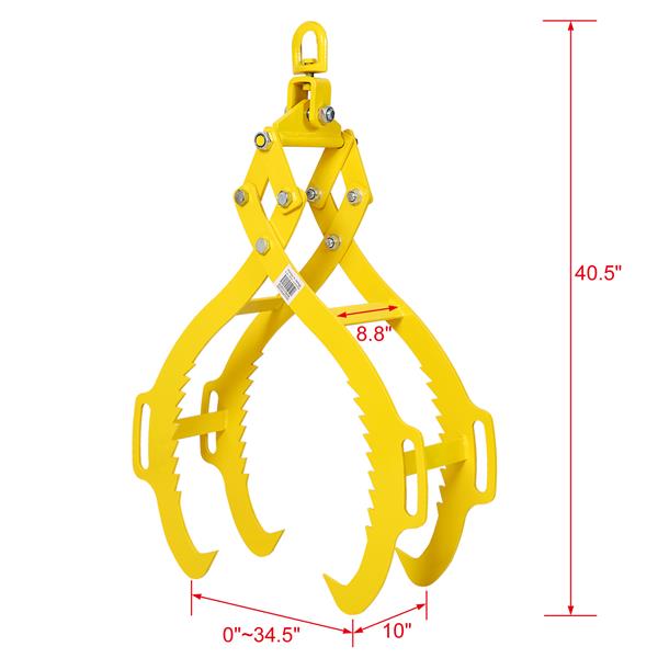 4 Claw Timber Log Lifting Logging Tongs Grabber Tong 32"