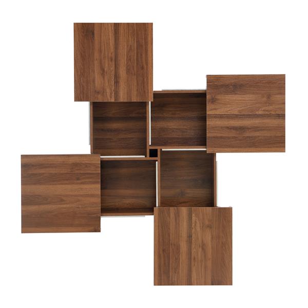 Square Marble Veneer Coffee Table Sliding Top with Storage in Walnut 39.4''