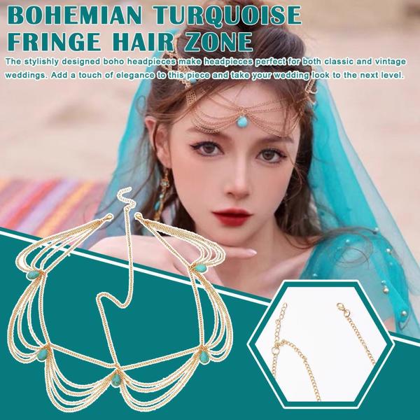 Retro trend headdress Bohemian turquoise tassel headband ethnic style all-match headband