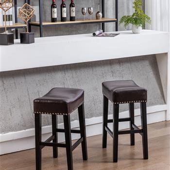 Furniture,Counter Height 26\\" Bar Stools for Kitchen Counter Backless  Faux Leather Stools Farmhouse Island Chairs (26 Inch, Brown, Set of 2)