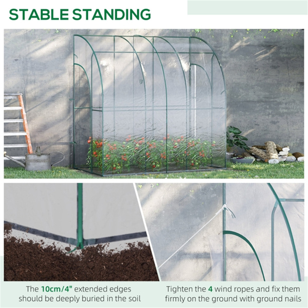 Walk-In Lean to Wall Tunnel Greenhouse 