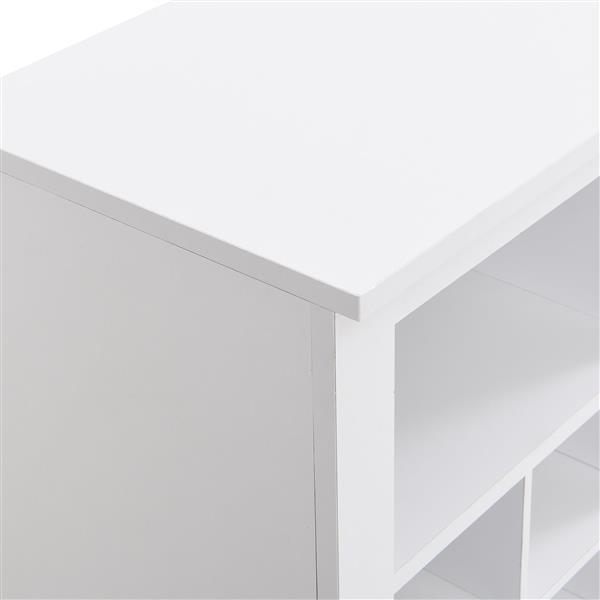 Sleek Design 24 Shoe Cubby Console, Modern Shoe Cabinet with Curved Base, Versatile Sideboard with High-quality for Hallway, Bedroom, Living Room, White