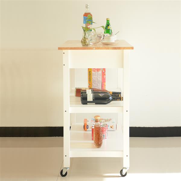 Kitchen Island & Kitchen Cart, Mobile Kitchen Island with Two Lockable Wheels, Simple Design to Display Foods and Utensil Clearly, One Big Drawer Keeps Kitchen Ware from Dust.