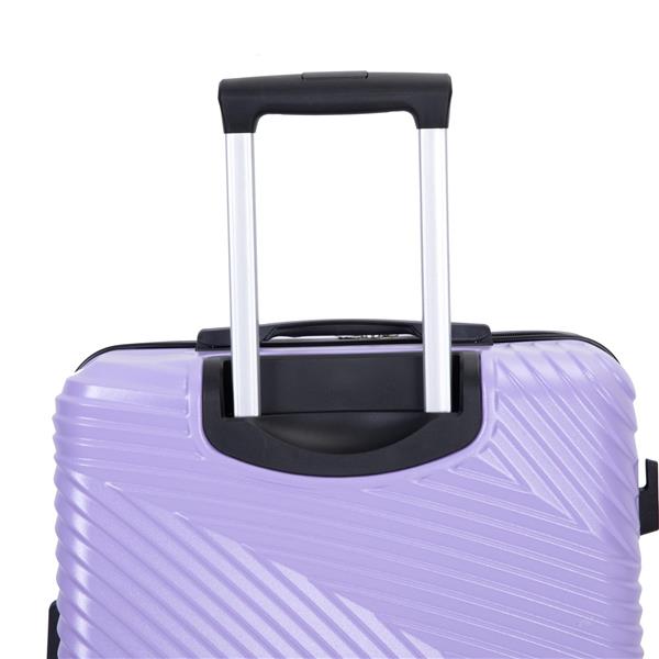 3 Piece Luggage Sets PC+ABS Lightweight Suitcase with Two Hooks, Spinner Wheels, (20/24/28) Light Purple