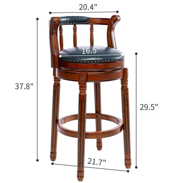 Bar Stools Seat Height 29.5'' Leather Wooden Bar Stools(Dark Blue 1pc)