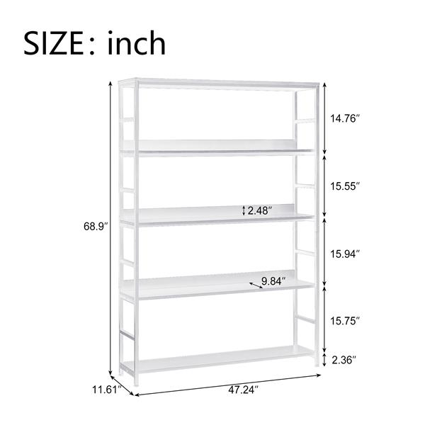 [VIDEO] 5-Tier Home Office Bookcase Open Bookshelf Storage Large 5 Shelf Bookshelf Furniture with Metal Frame, White