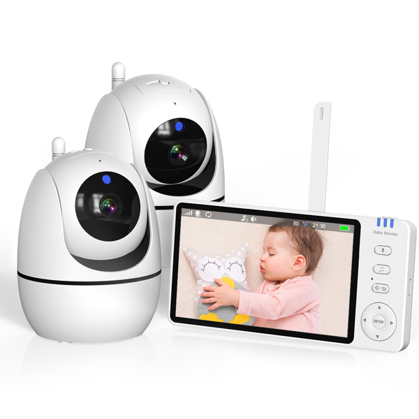 Baby Monitor 720P with Camera 5 Inch HD 3500mAh  IPS Display, VOX Mode Digital Zoom Night Vision Two-Way Talk Temperature Display