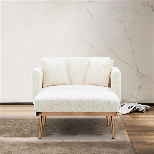 fashionable and classic style chaise lounge chair / accent chair for Living Room, bedroom (Teddy White)