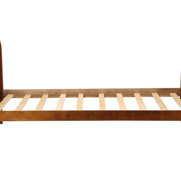 Bed Frame Platform Mattress Foundation with Solid Wood Slat Support (Walnut, Twin)